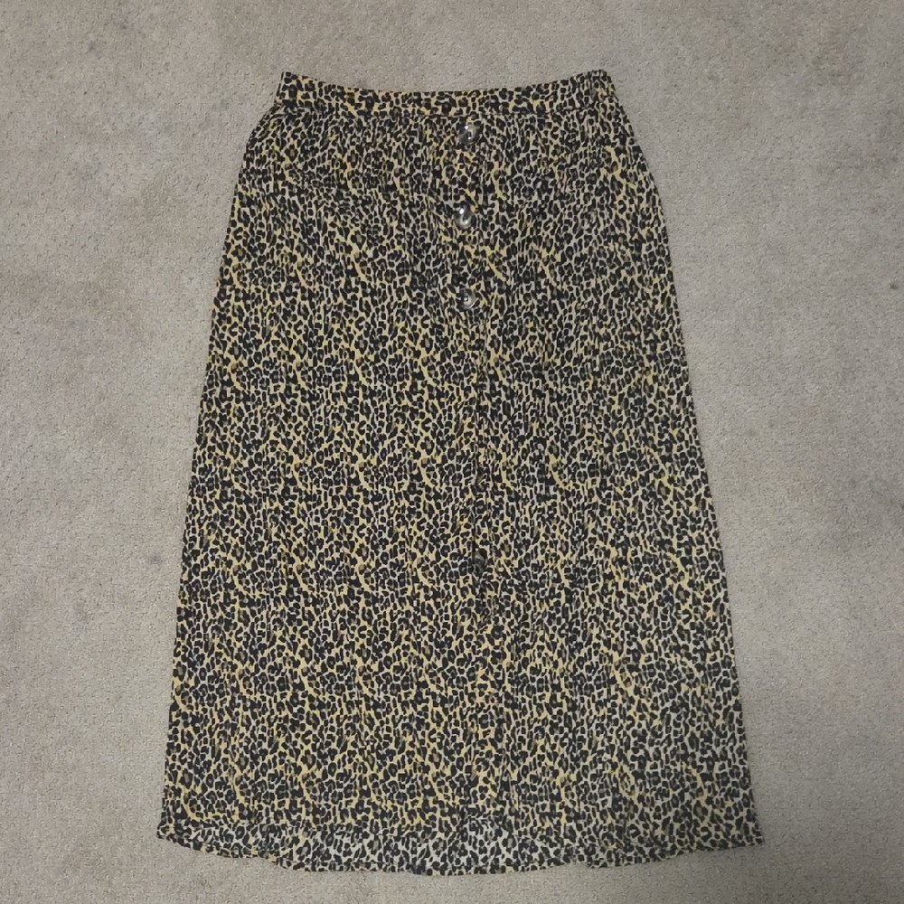 Orange Creek Size 4 Leopard Print Midi Skirt